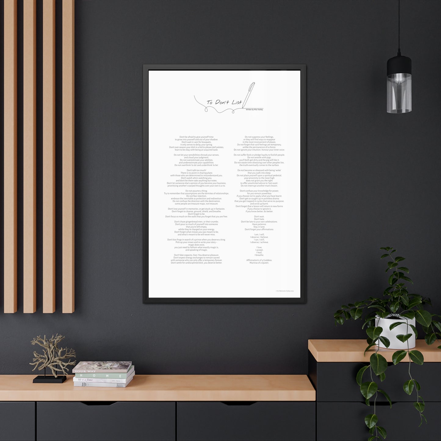 "To Don't List" Framed Poetry Print