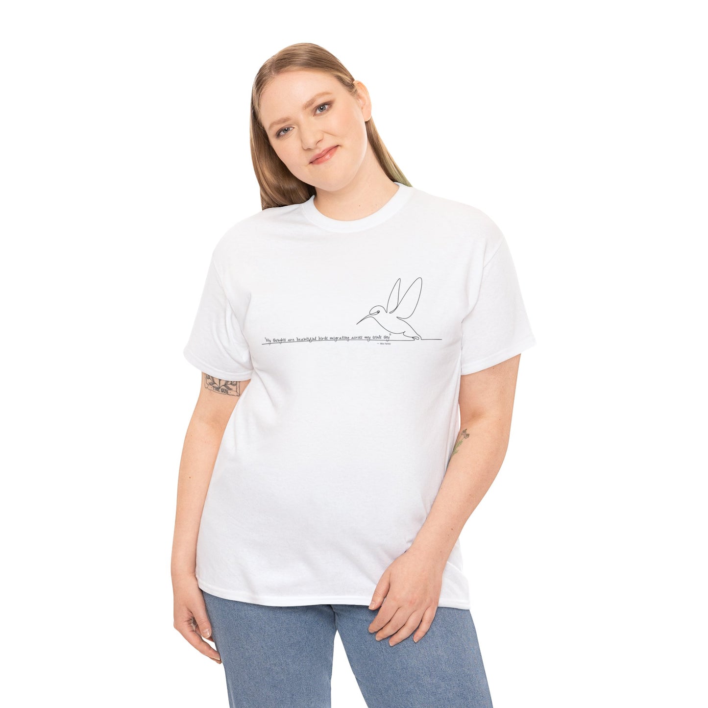 Cotton Cadence: "My thoughts are beautiful birds" White Tee
