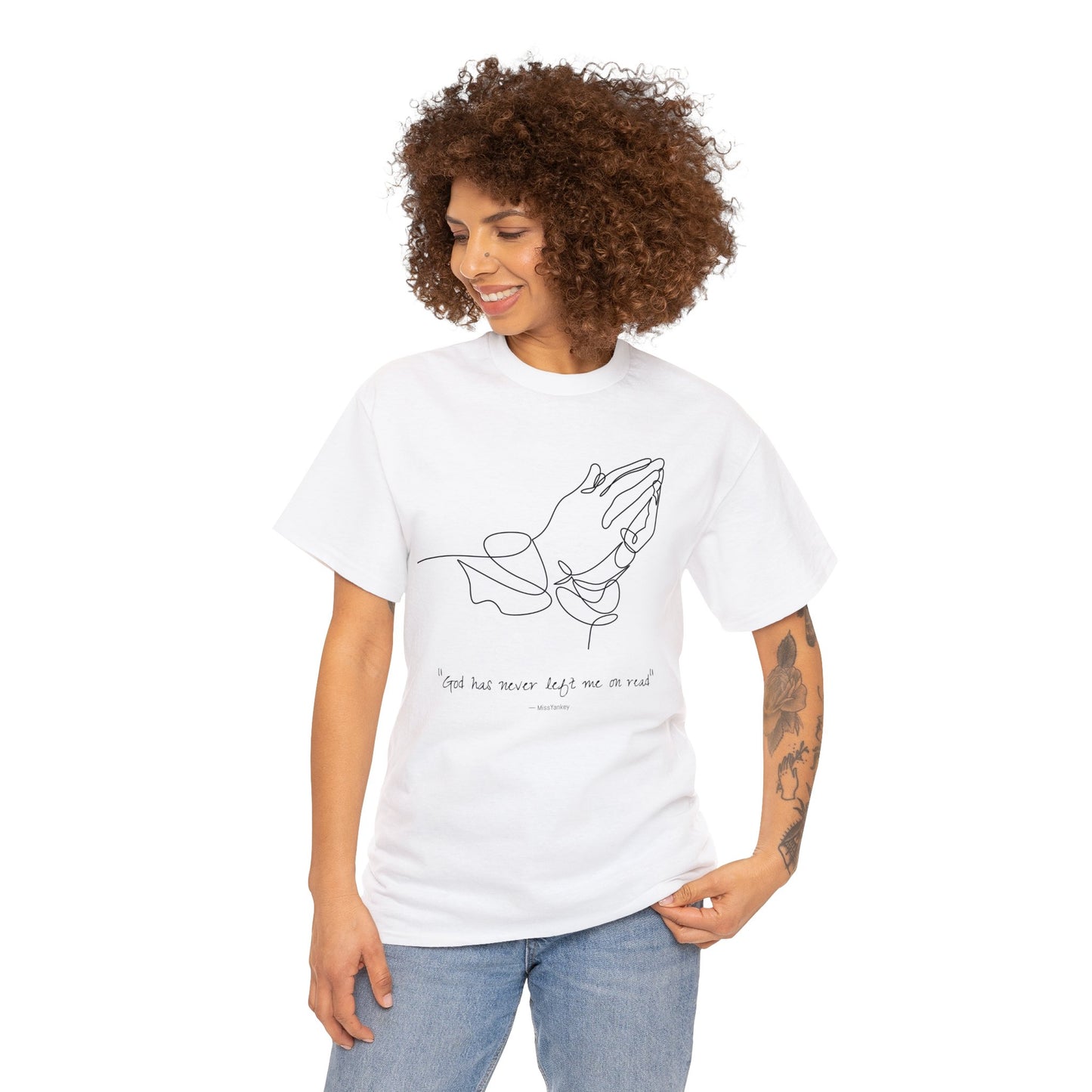 Cotton Cadence: "God has never left me on read" White Tee