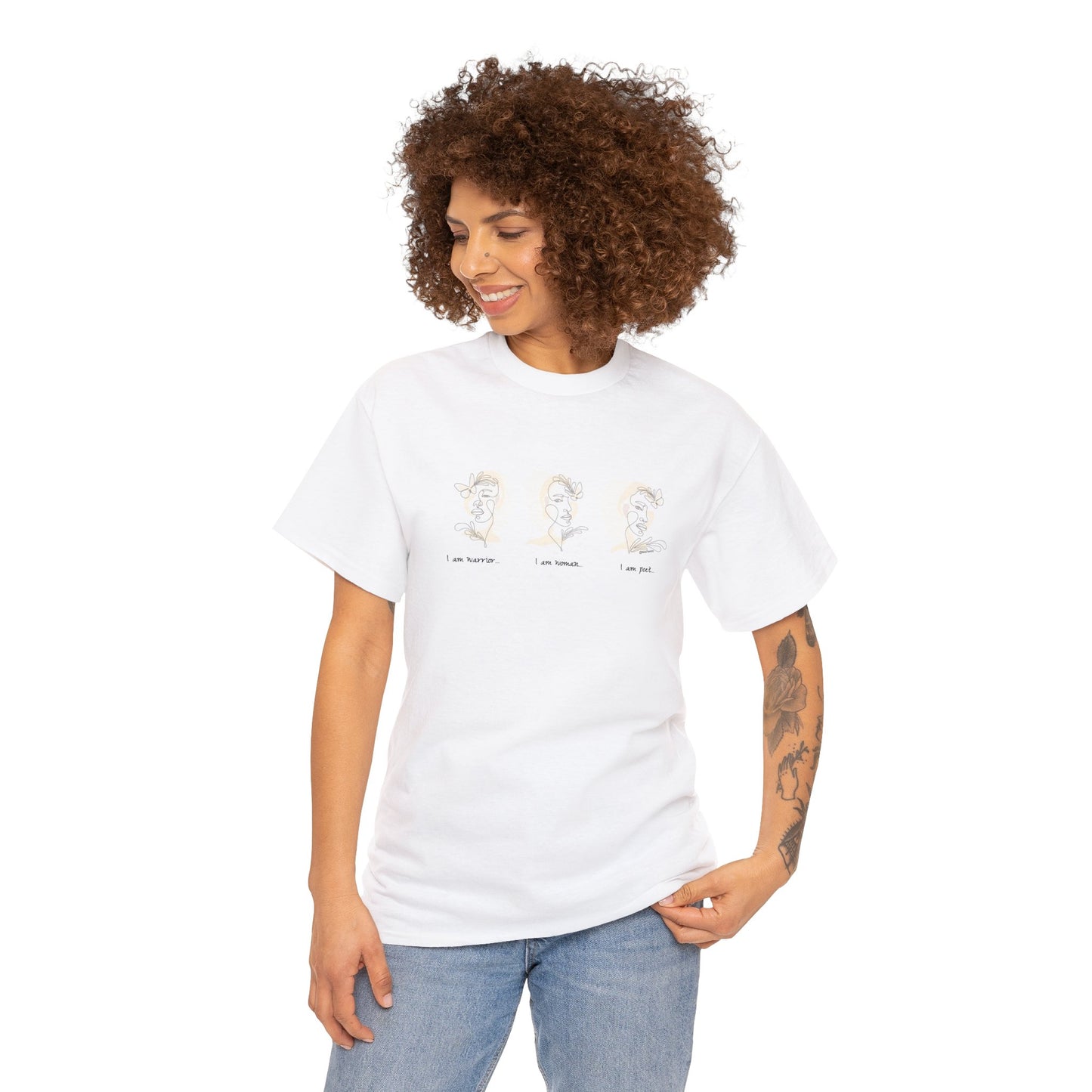 Cotton Cadence: "I am warrior, I am woman, I am poet" White Tee