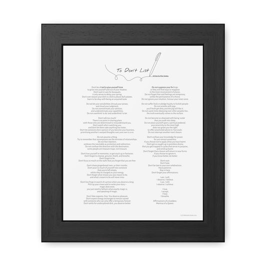 "To Don't List" Framed Poetry Print